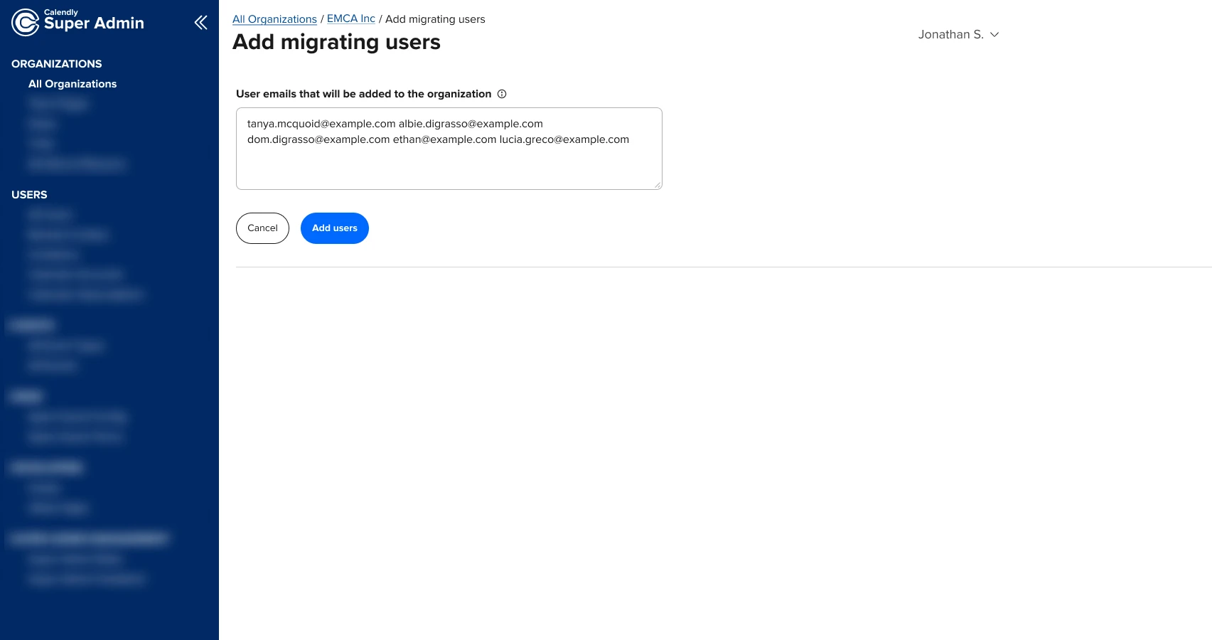 Internal tool that allows a CSM to begin a migration process